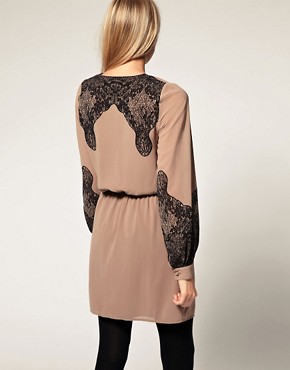Image 2 of ASOS Mini Dress with Lace Insert