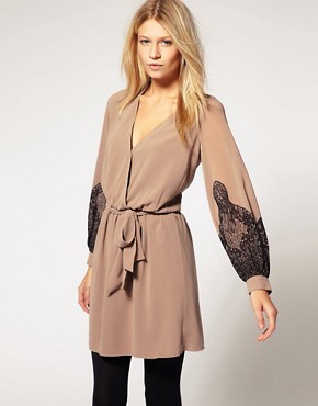 Image 1 of ASOS Mini Dress with Lace Insert