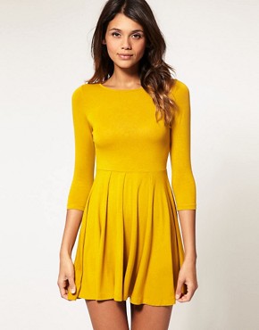 Image 1 of ASOS Dress with Pleated Skater Skirt