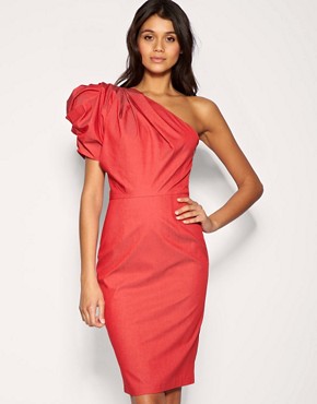 Image 1 of ASOS Exaggerated One Shoulder Pencil Dress