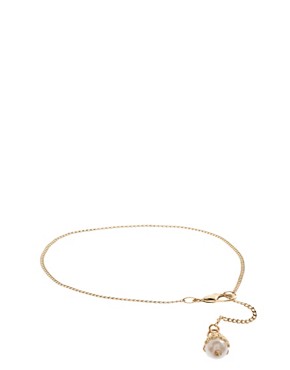 Image 1 of ASOS Skinny Chain Bracelet With Hanging Capped Faux Pearl