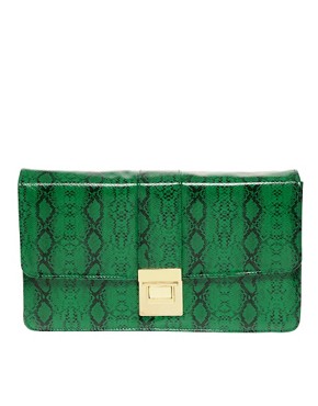 Image 1 of ASOS Faux Bright Snake Clutch Bag