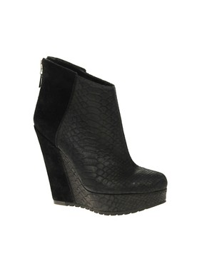 Image 1 of River Island Viper Snake Suede Wedge ankle boot