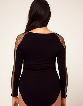 Image 2 of ASOS CURVE Jersey Body with Mesh Shoulders