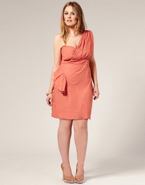 Image 4 of ASOS CURVE Exclusive One Shoulder Ruffle Hip Dress