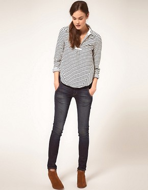 Image 4 of Textile Elizabeth and James Top Long Sleeve With Collar Stripe