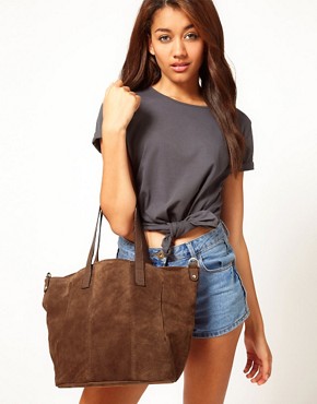 Image 3 of River Island Tan Suede Slouch Bucket Bag