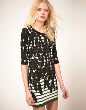 Image 1 of Markus Lupfer Dress Feather Print Knit