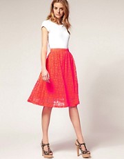 ASOS Neon Lace Midi Skirt