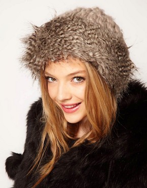 Image 1 of ASOS Faux Fur and Knit Cossack Hat