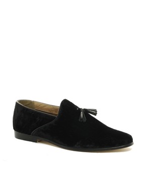Image 1 of ASOS Velvet Tassel Loafers With Leather Sole