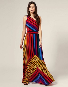 Image 1 of Warehouse Silk Paradise Stripe Maxi Dress