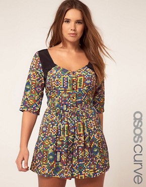 Image 1 of ASOS CURVE Exclusive Playsuit In Mex Tex Print