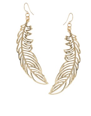 Image 1 of ASOS Cut Out Feather Drop Earrings
