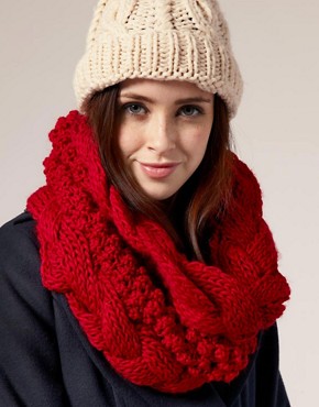Image 1 of Warehouse Cable And Bobble Knit Snood