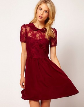 Image 1 of ASOS Lace Shirt Dress With Peterpan Collar