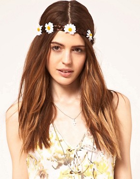 Image 1 of ASOS Fake Hair Head Band With Daisy Plait