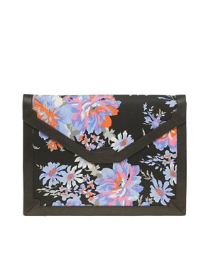 Image 1 of ASOS Fabric Envelope Clutch With Leather Trim