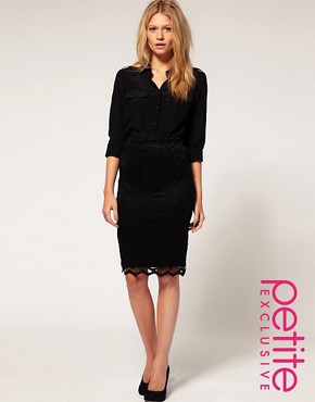 Image 1 of ASOS PETITE Exclusive Lace Pencil Skirt