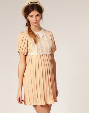 Image 1 of TBA Lace Pinafore Bib Pleated Dress