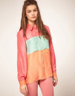 Image 1 of ASOS Silk Shirt In Candy Colours