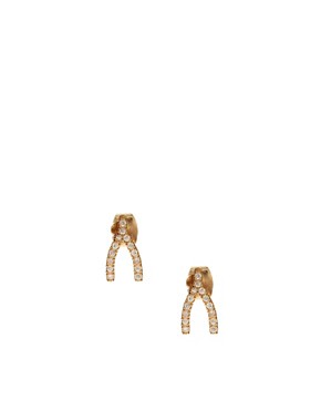 Imagen 1 de Pendientes de botón dorados Wishbone de Orelia