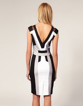 Image 2 of Karen Millen Graphic Panelled Tailored Pencil Dress