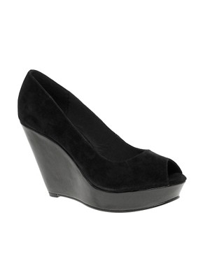 Image 1 of ASOS HOTTEST Suede Peep Toe Wedge