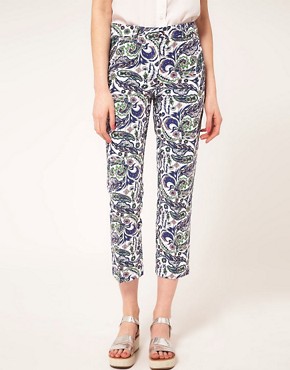 Image 4 of ASOS Cropped Trousers in Paisley Print
