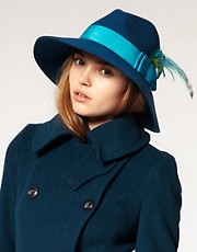ASOS Wide Brim Fedora Hat with Feather Trim
