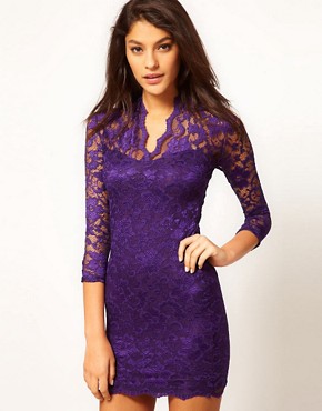 Image 1 of ASOS Lace Dress With Scalloped Neck