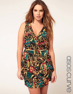 Image 1 of ASOS CURVE Exclusive Dress In Chain Print