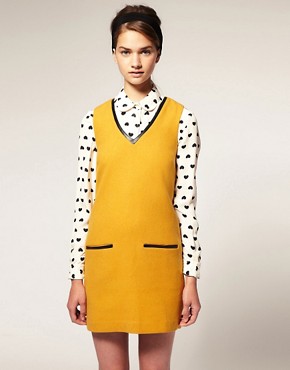 Image 1 of ASOS Shift Dress With Neck Trim