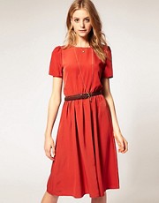 ASOS Soft Skirt Midi Dress with Short Sleeves