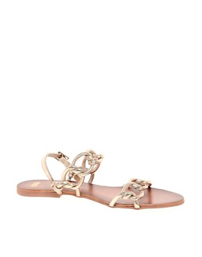 Image 1 of ASOS FRANCE Leather Flat Sandals