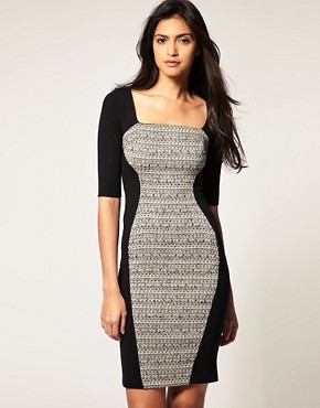 Image 1 of ASOS Pencil Dress in Contrast Boucle