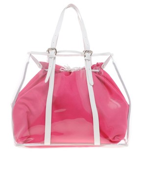 Image 1 of ASOS Clear Plastic Shopper With Bright Lining