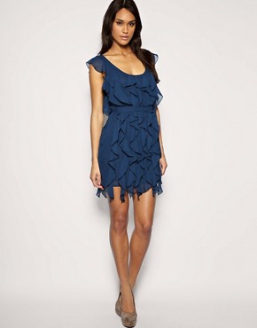 Image 4 of ASOS PETITE Soft Frill Belted Dress