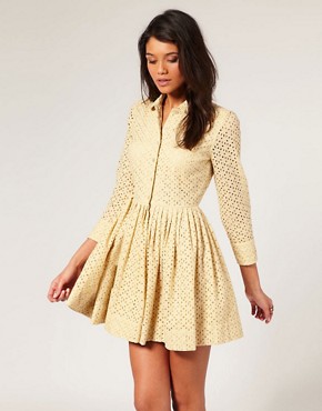 Image 1 of ASOS Broderie Anglaise Shirt Dress