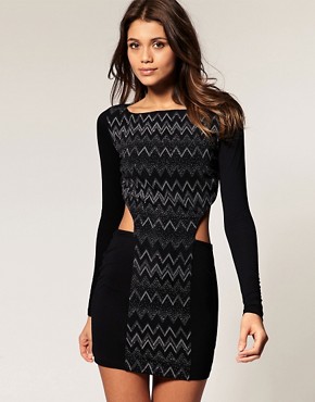 Image 1 of ASOS Bodycon Dress with Glitter Print