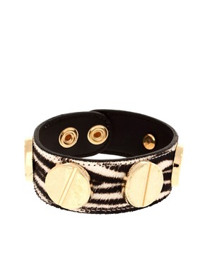 Image 1 of Limited Edition Wristband with Animal Print and Gold Screw Detail