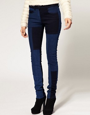 Image 1 of ASOS Colour Blocked Skinny Jeans