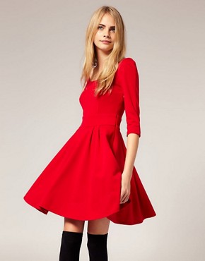 Image 1 of ASOS Tailored Scoop Back Ponti Fit and Flare Dress