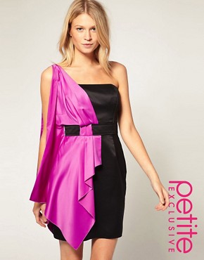 Image 1 of ASOS PETITE Exclusive One Shoulder Dress With Drape Scarf Deatil