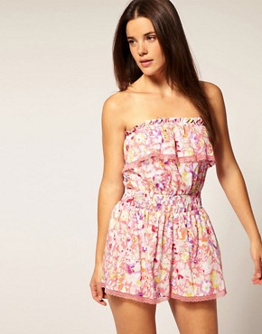 Image 1 of River Island  Floral Layered Top Playsuit