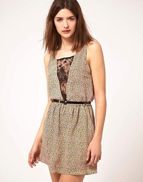 Image 1 of Johann Earl Dress In Floral Print With Lace inserts