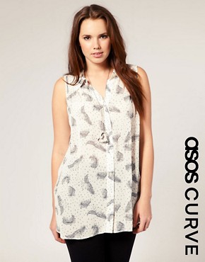 Image 1 of ASOS CURVE Feather Print Tunic