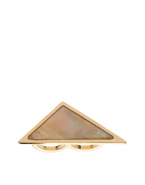 Image 1 of ASOS Double Finger Ring With Mother Of Pearl Insert
