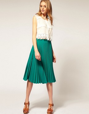Image 1 of ASOS Pleated Midi Skirt