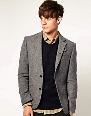 ASOS Slim Fit Tweed Blazer in Gray